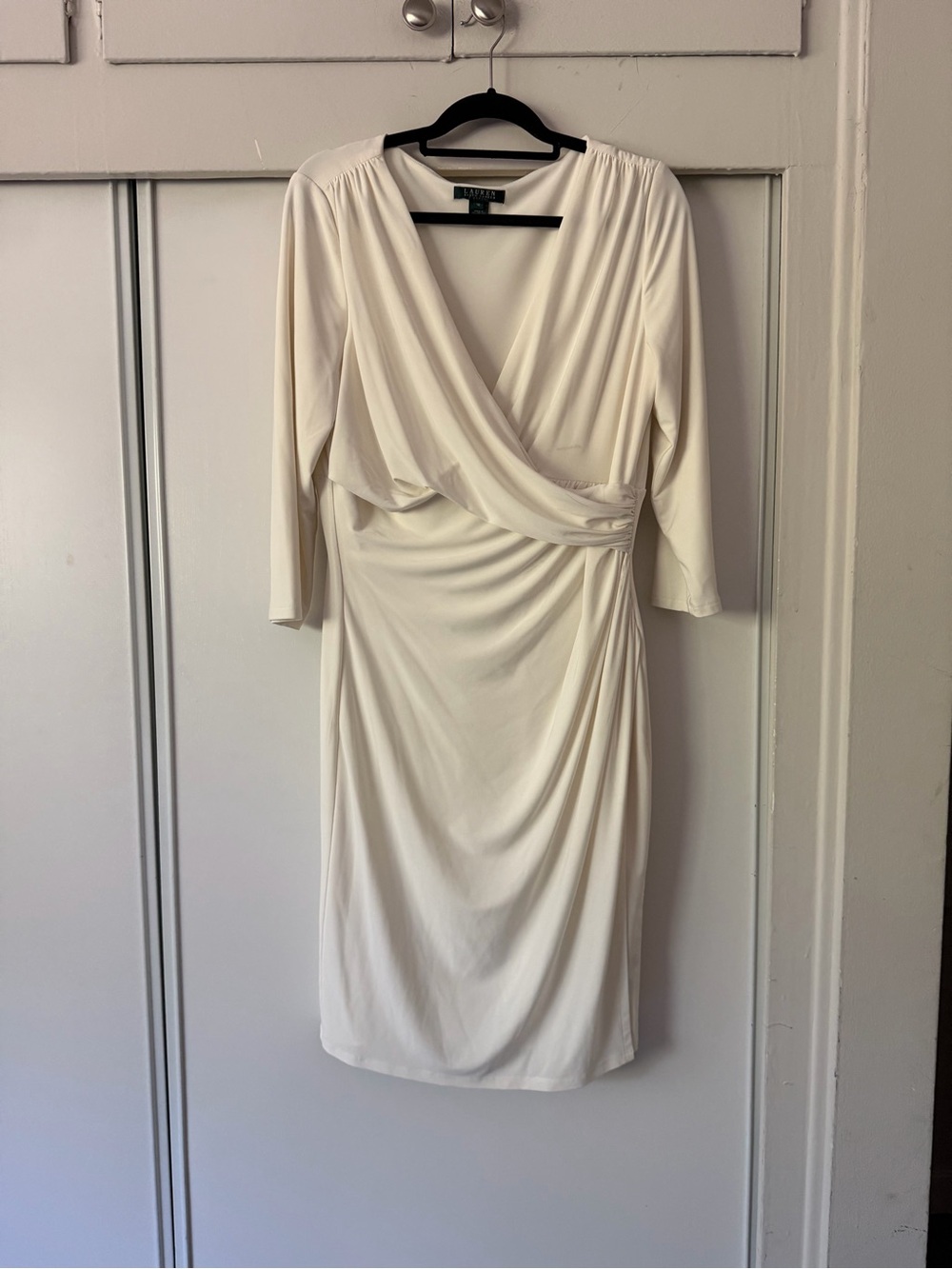 Lauren Ralph Lauren White Wrap-Front Midi Dress